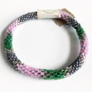 Lily & Laura Roll On Beaded Bracelet Pink & Green